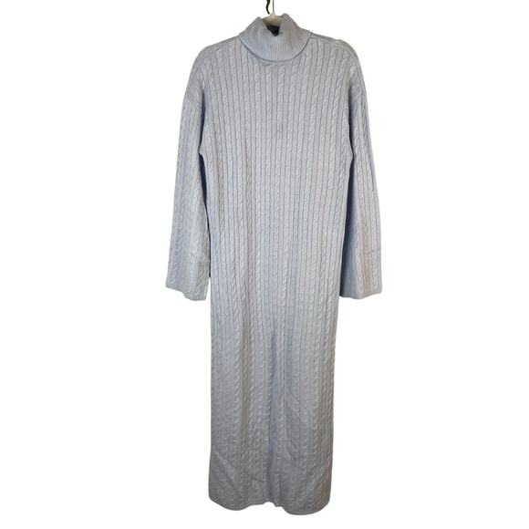 Helsa Shai Cable Knit Maxi Sweater Dress Turtleneck Merino Wool Cashmere Blend S - Picture 4 of 10
